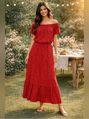 New with tags Old Navy Orange Boho Off-Shoulder Maxi Dress